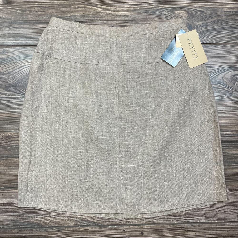 harve benard Tan Beige 100% Linen Short Skirt Slub Petite SZ 12P C101969
